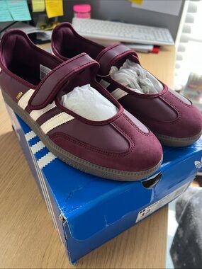adidas Burgundy Mary Jane Samba Sneakers